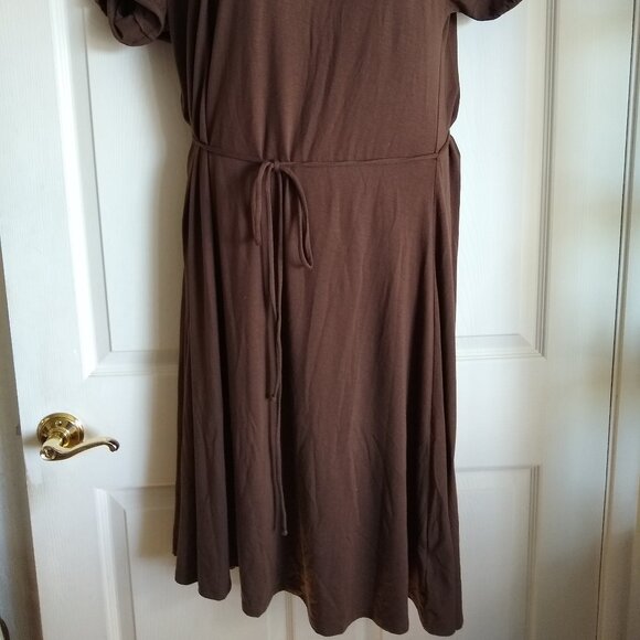 apostrophe stretch brown misses tie waist dress - Picture 2 of 6